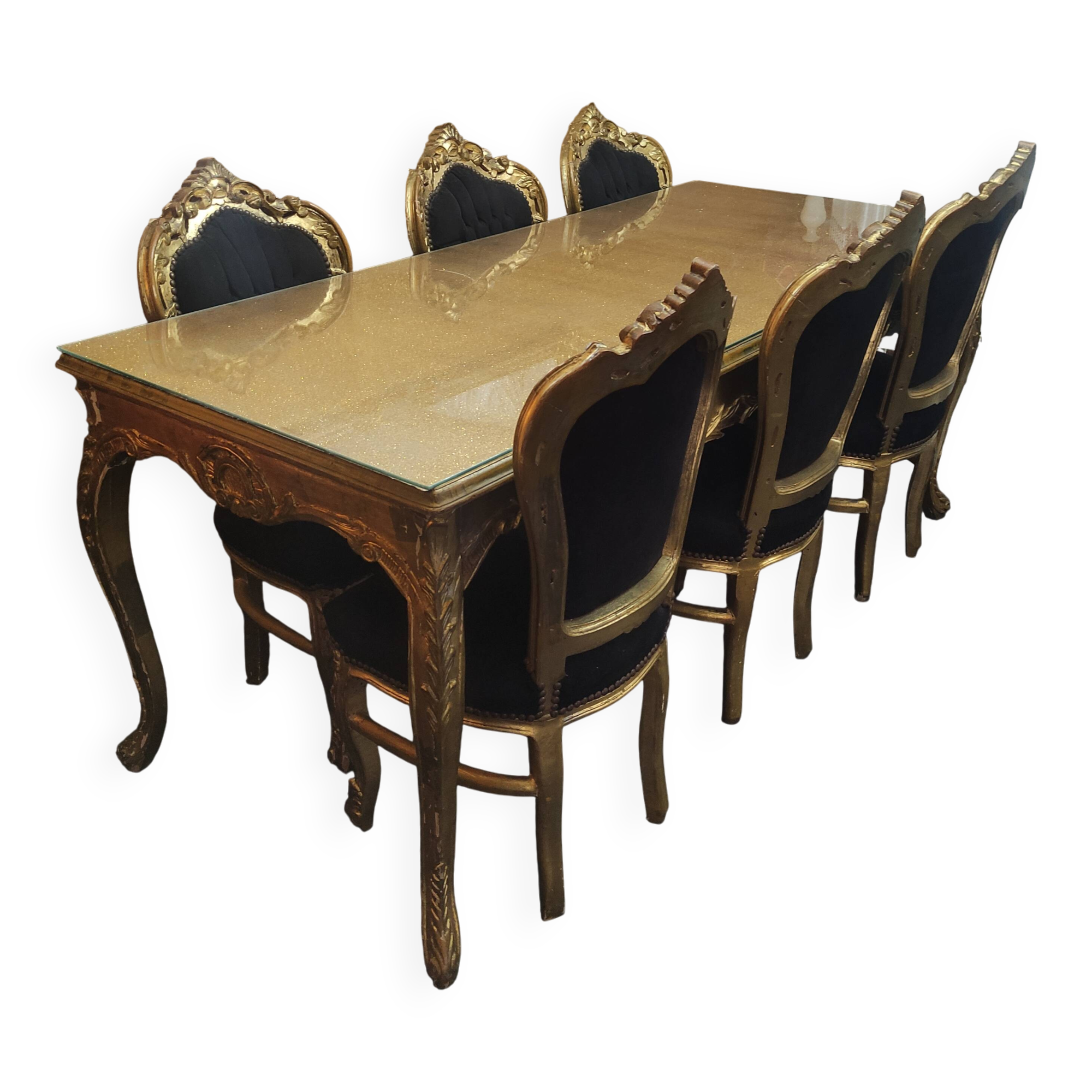 Table + 6 baroque chairs