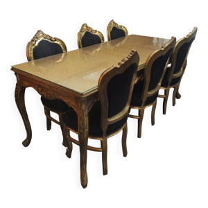 Table + 6 chaises baroque