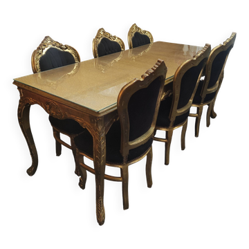 Table + 6 baroque chairs
