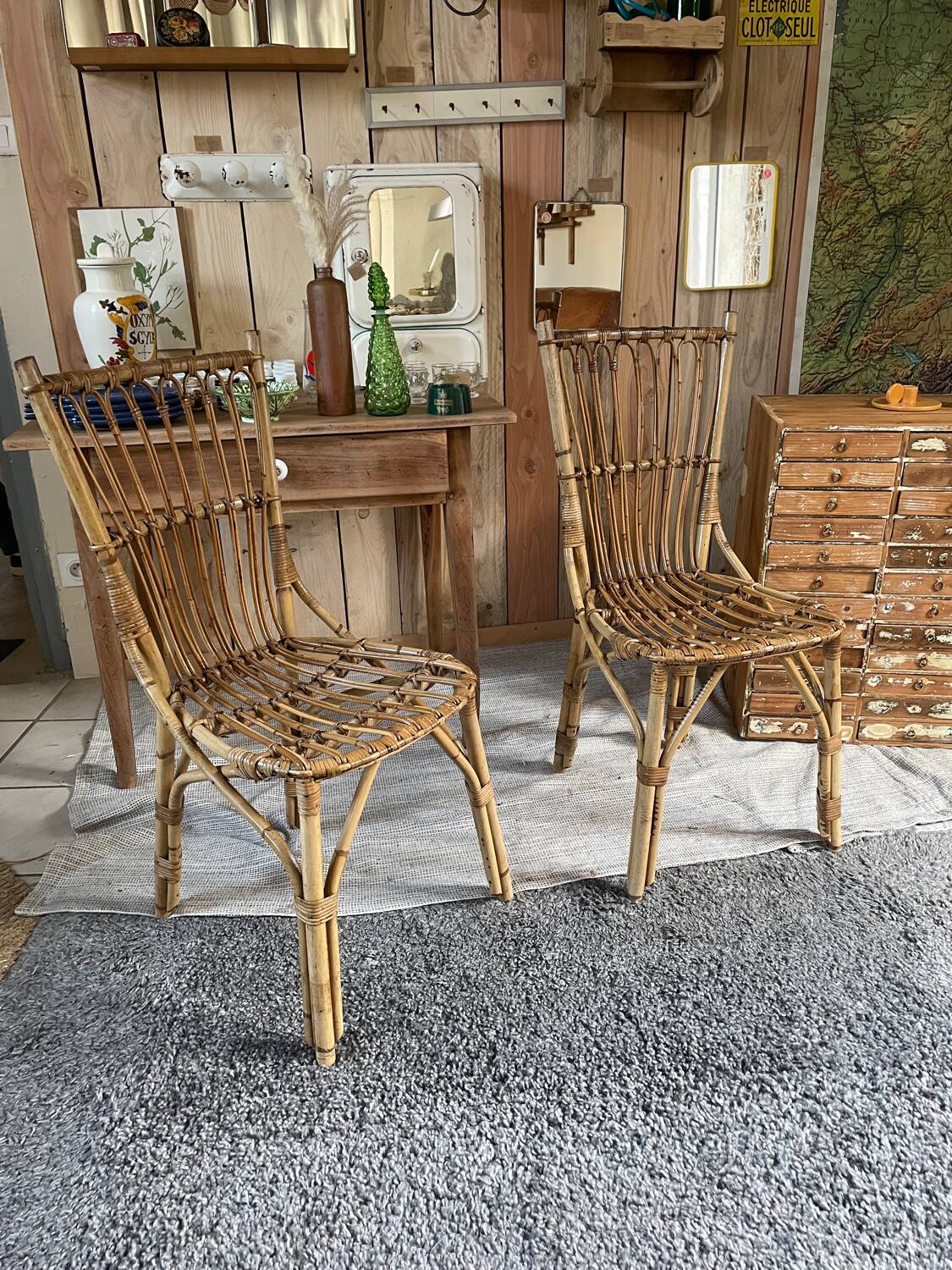 Paire de chaises en rotin