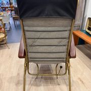 Reclining armchair in brown leather with tubular frame – Italy – 1960s/1970s