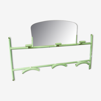 Coat rack green metal and its former mirror