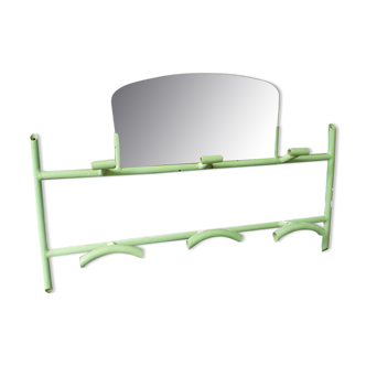 Portemanteau métal vert et son miroir ancien