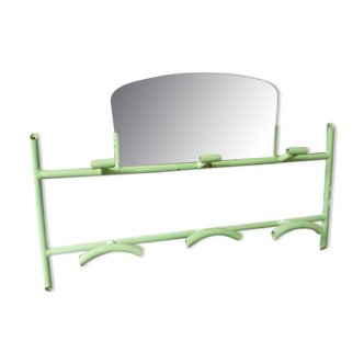 Coat rack green metal and its former mirror