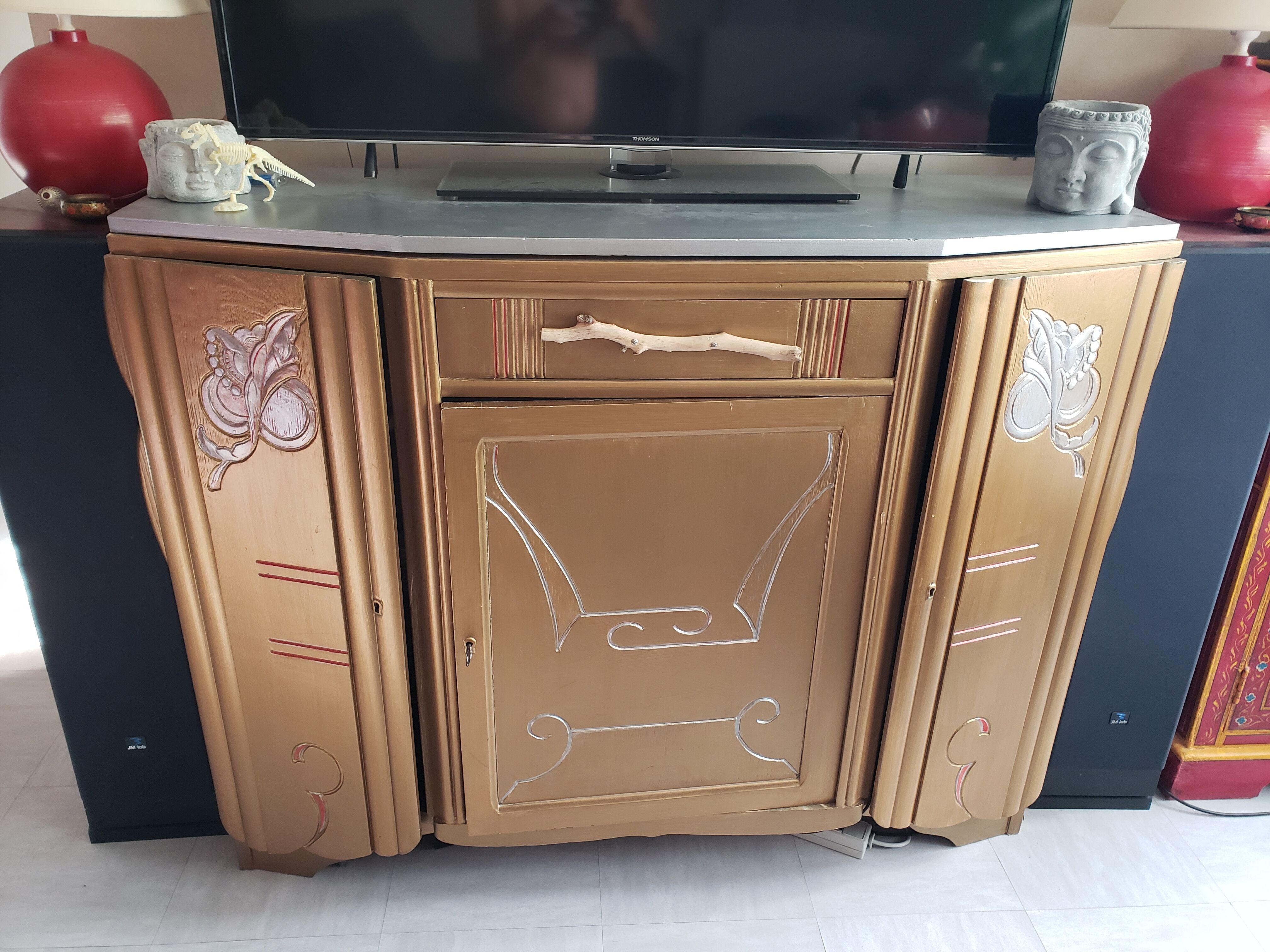 Restyled art deco storage side cabinet