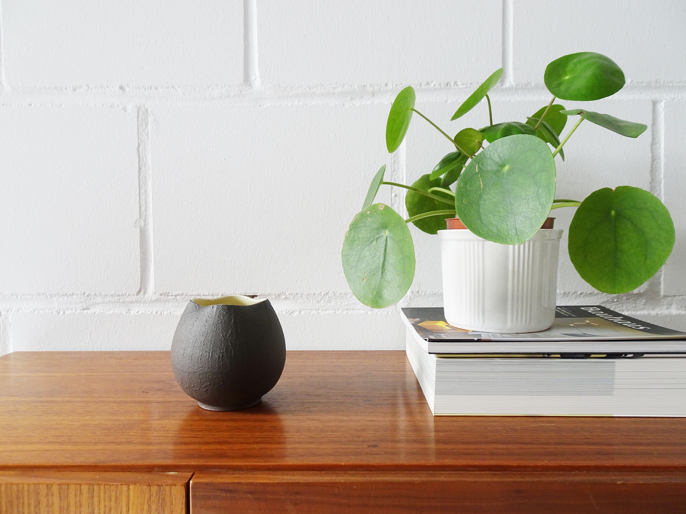 Andreas Kastl Studio ceramic vase brown yellow, small art ceramic vase