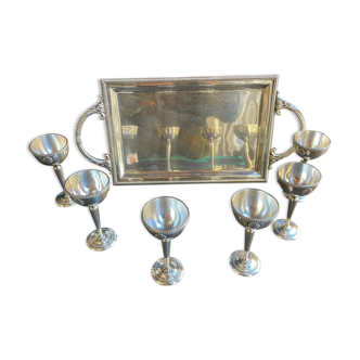 Louis XV style silver metal liquor service