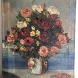 Oil on canvas ancient Bouquet of flowers