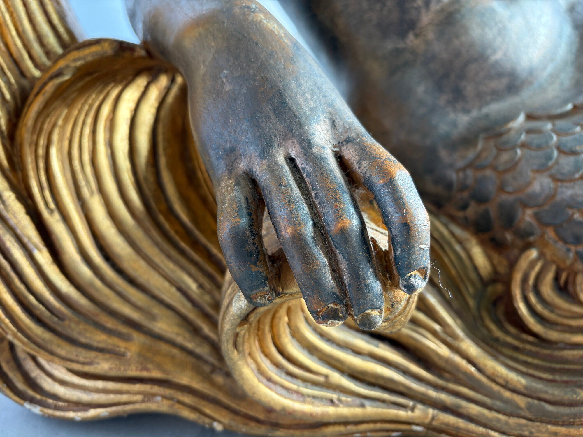 Vintage gilt wood mermaid coffee table, 1960s - Italy