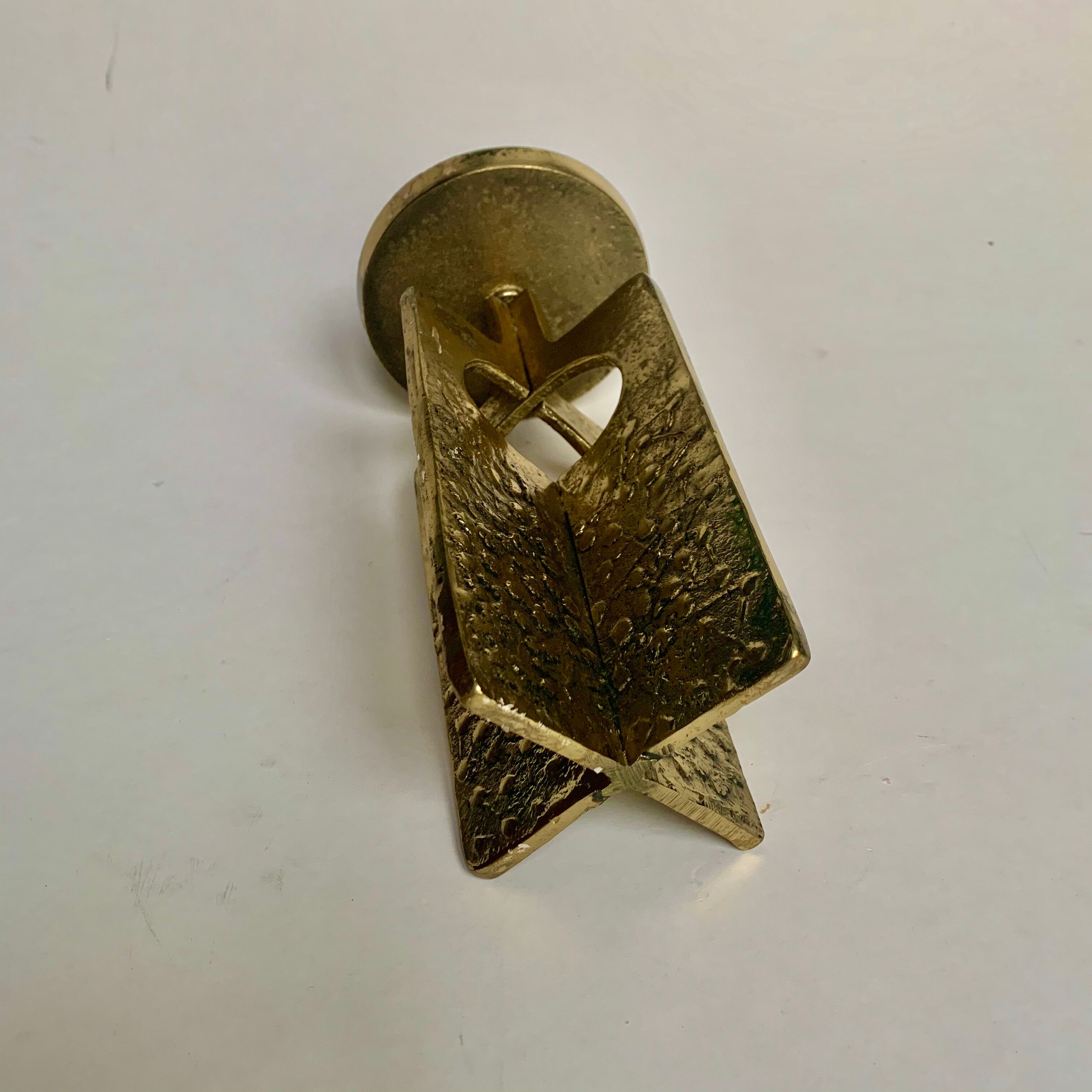 Brutalist bronze candleholder, 1970s