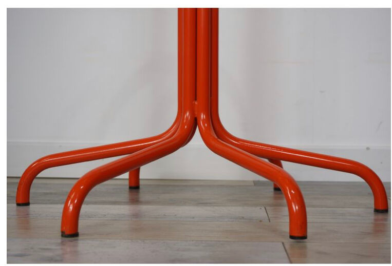 Vintage coat rack in orange lacquered metal