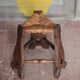 Wood and rush tripod stool, vintage stool, Gothic style stool