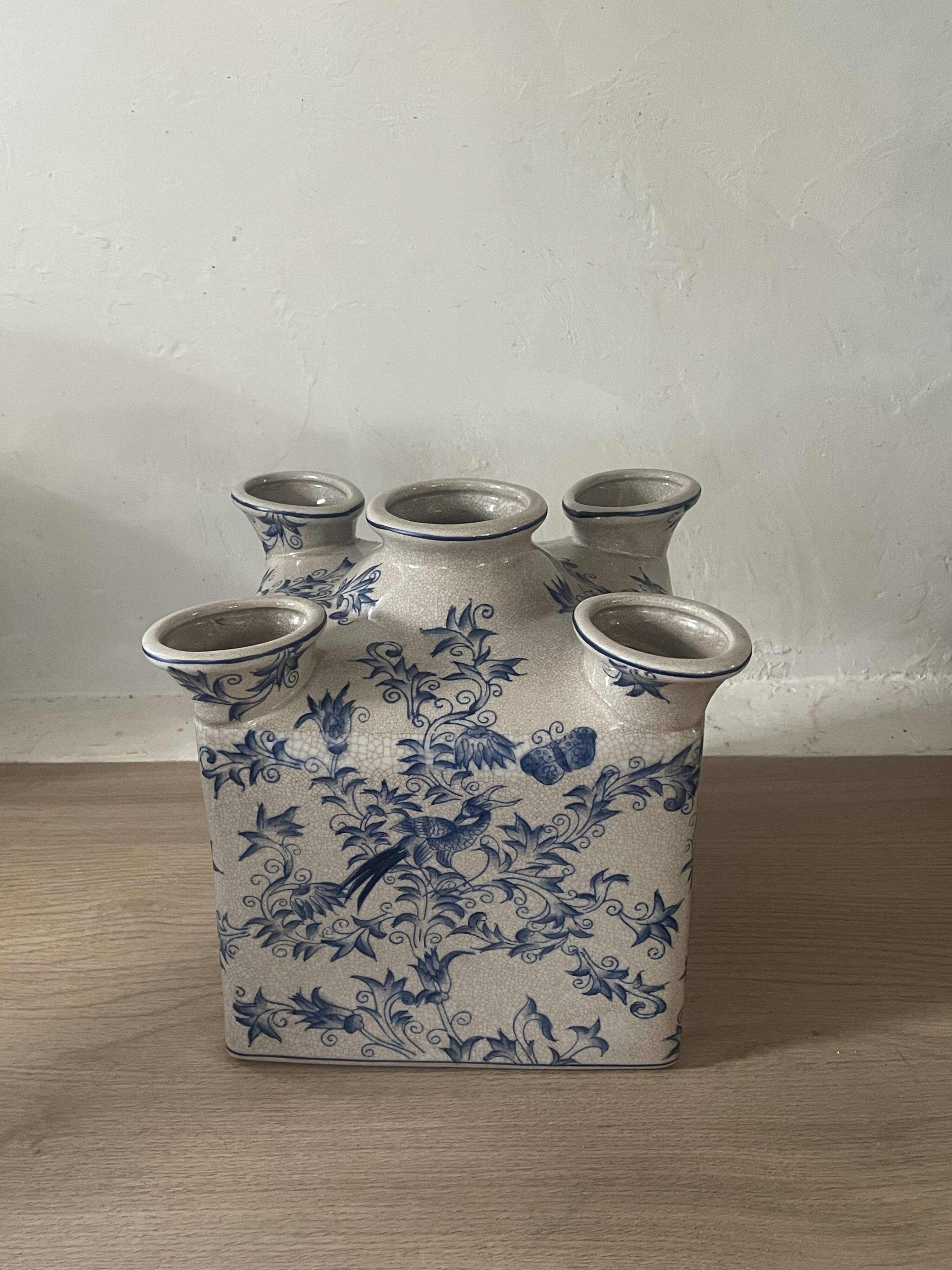 Cracked ceramic tulip vase circa 1980