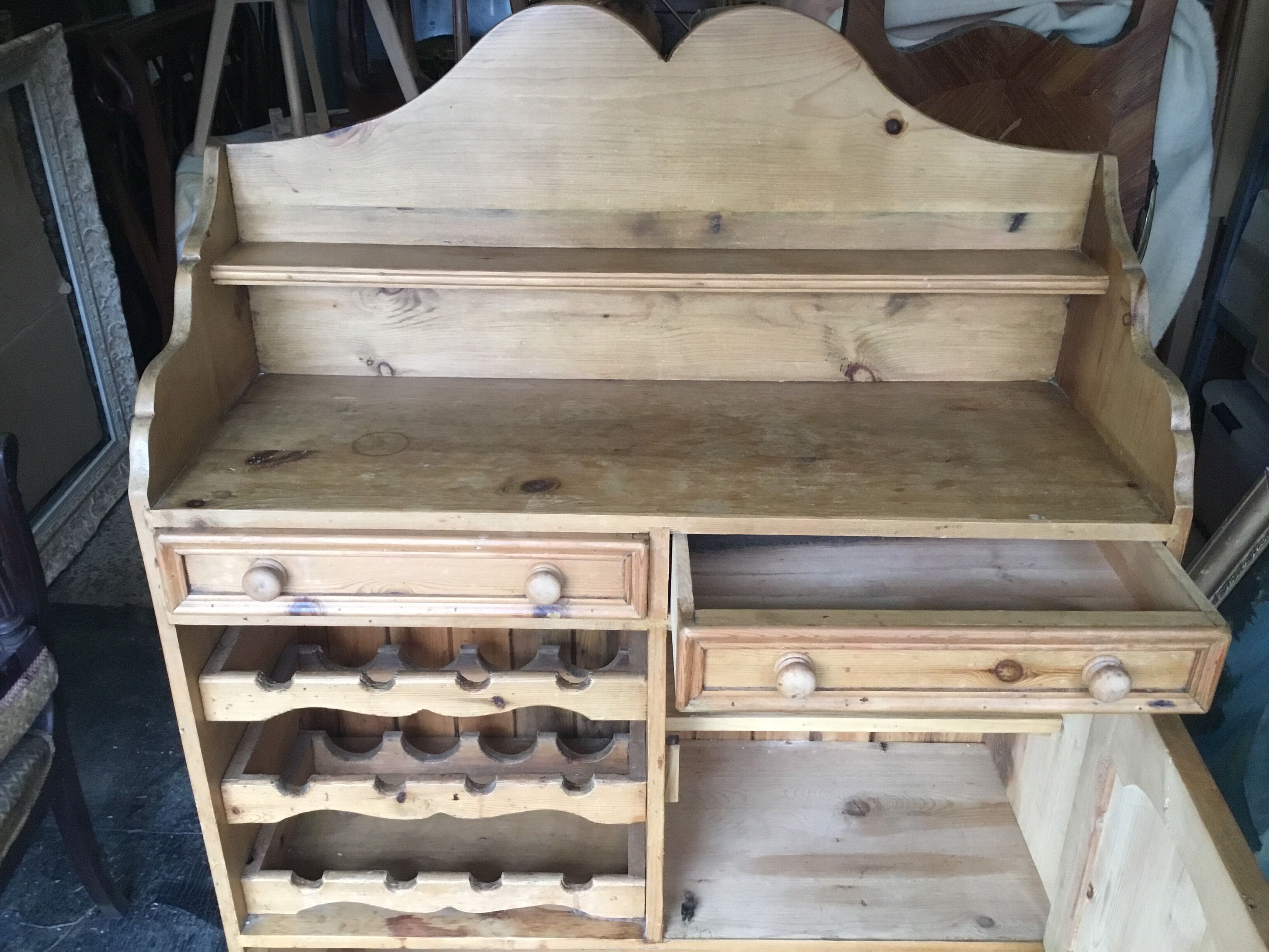 Massive fir kitchen buffet from the 1960s/70s in good condition