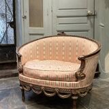 Small Sofa / Marquise From the Napoleon III Period in Waxed Wood in Louis XVI Style