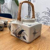 White and blue porcelain tea set