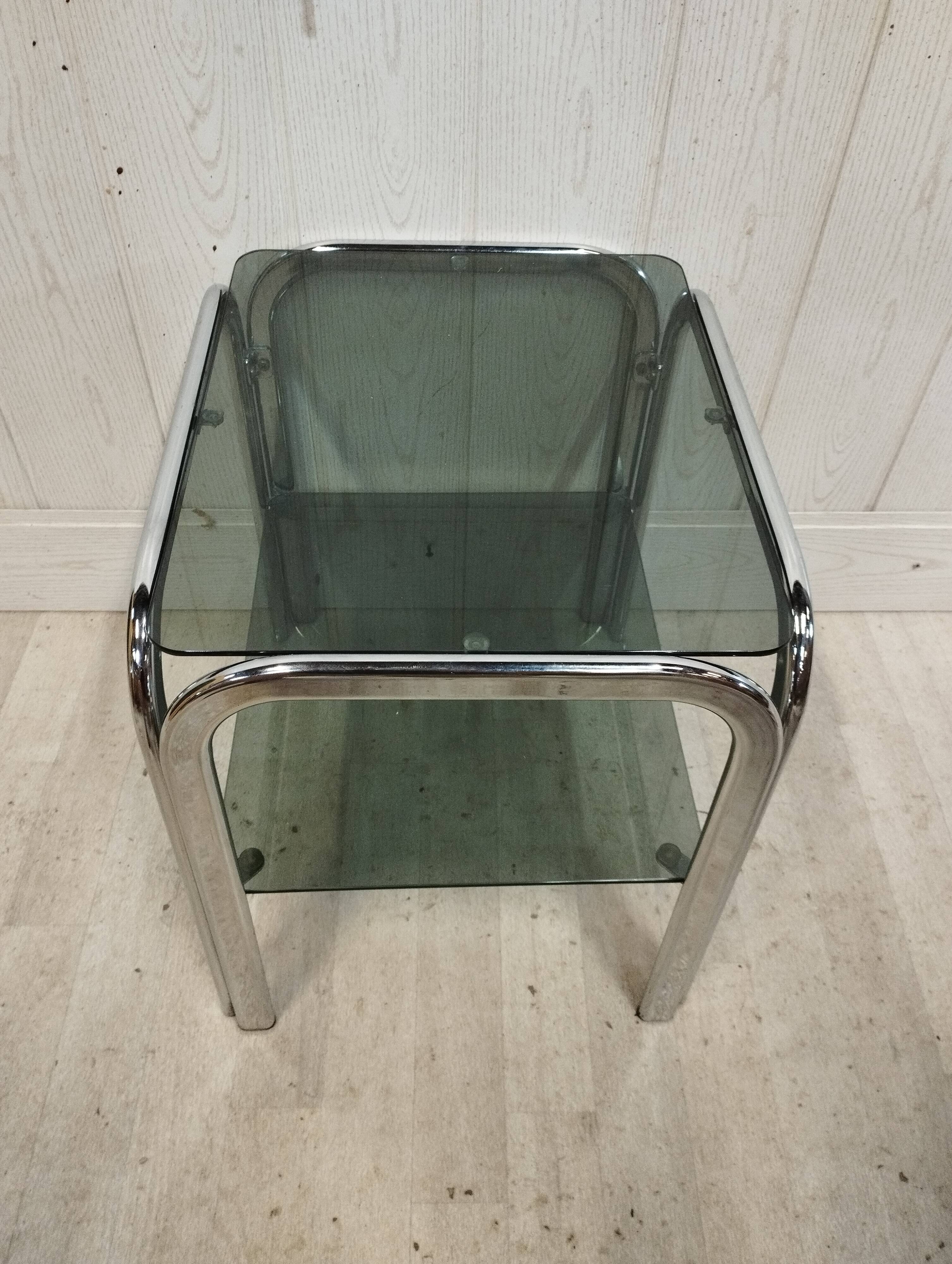 Vintage chrome sofa tip and smoked glass