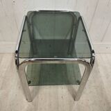Vintage chrome sofa tip and smoked glass