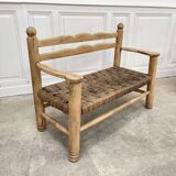 1950s bench in woven rope