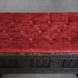 Antique English Bench/Chest with Red Tufted Seat