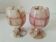 Pair of mini vases in veined pink alabaster
