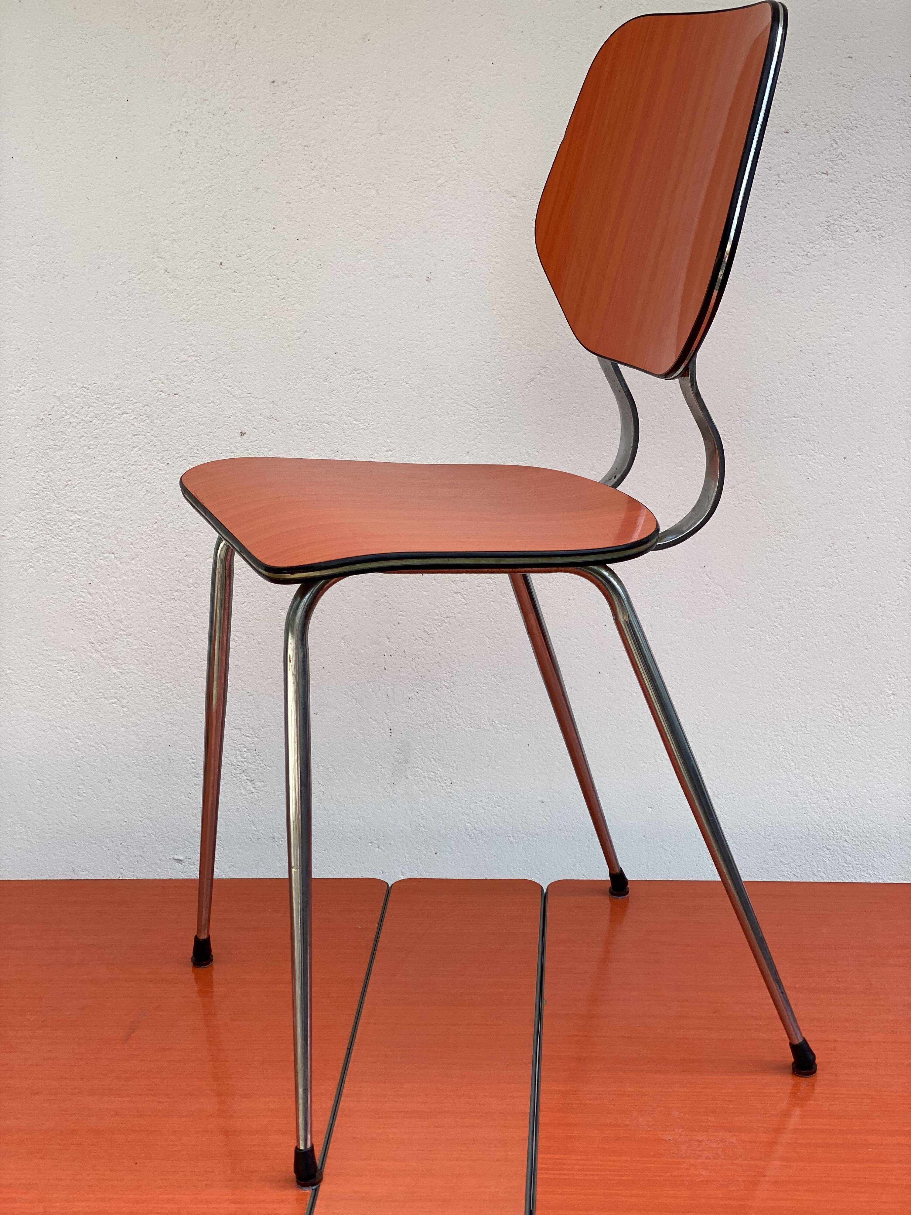 Orange formica table and 4 chairs