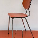 Table en formica orange et 4 chaises
