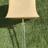 Plexiglas and brass lamp with original pagoda-shaped paper lampshade