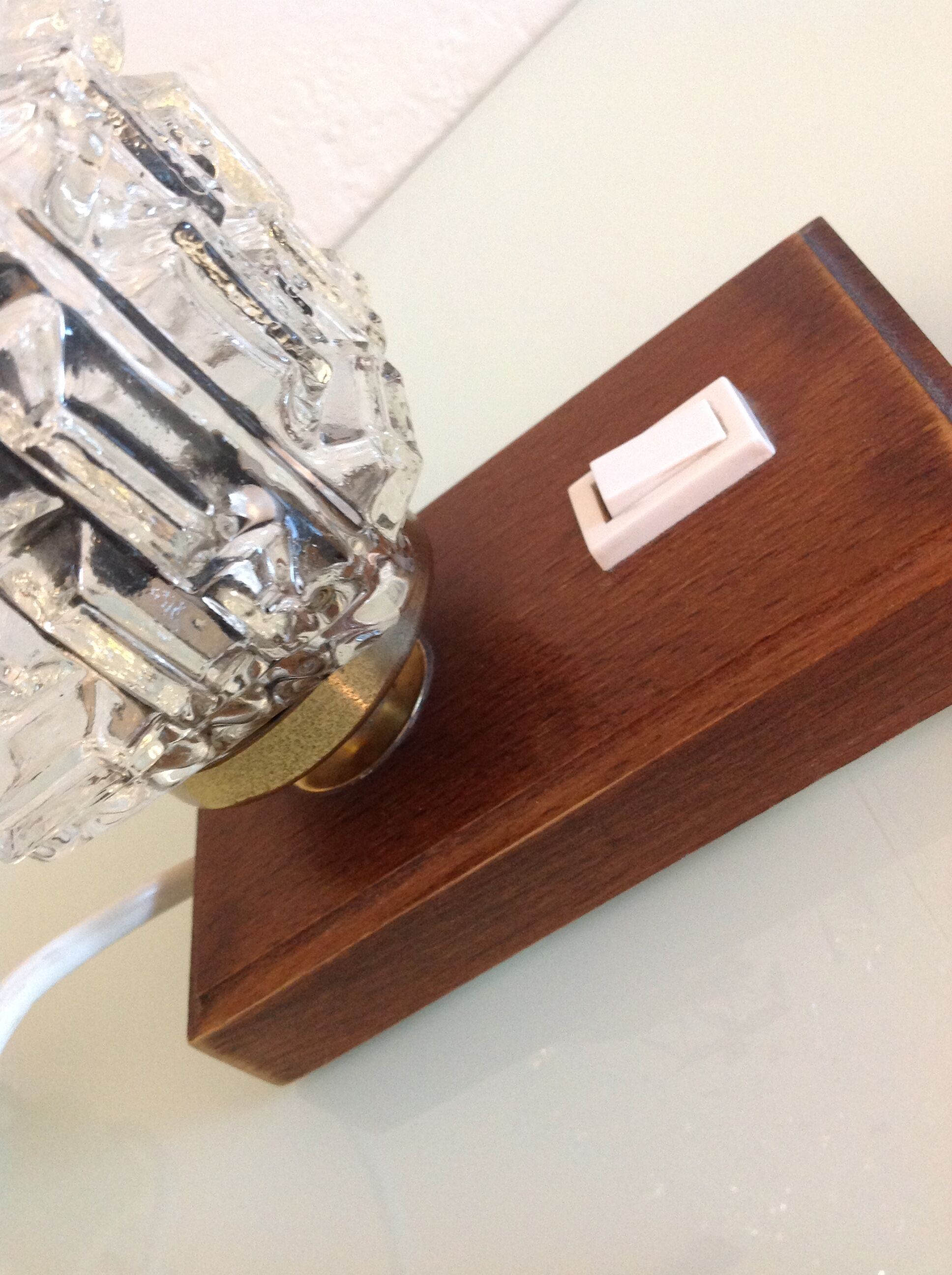 Lamp bedside vintage cut glass and wood base