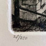 Engraving Rotterdam Delfshaven canal signed 28/250 + frame