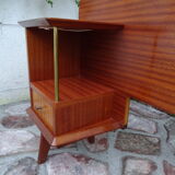 Double teak headof with bedside