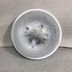Old ceiling light molded glass vintage white metal support