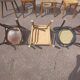 Set of 12 mismatched wooden bistro chairs