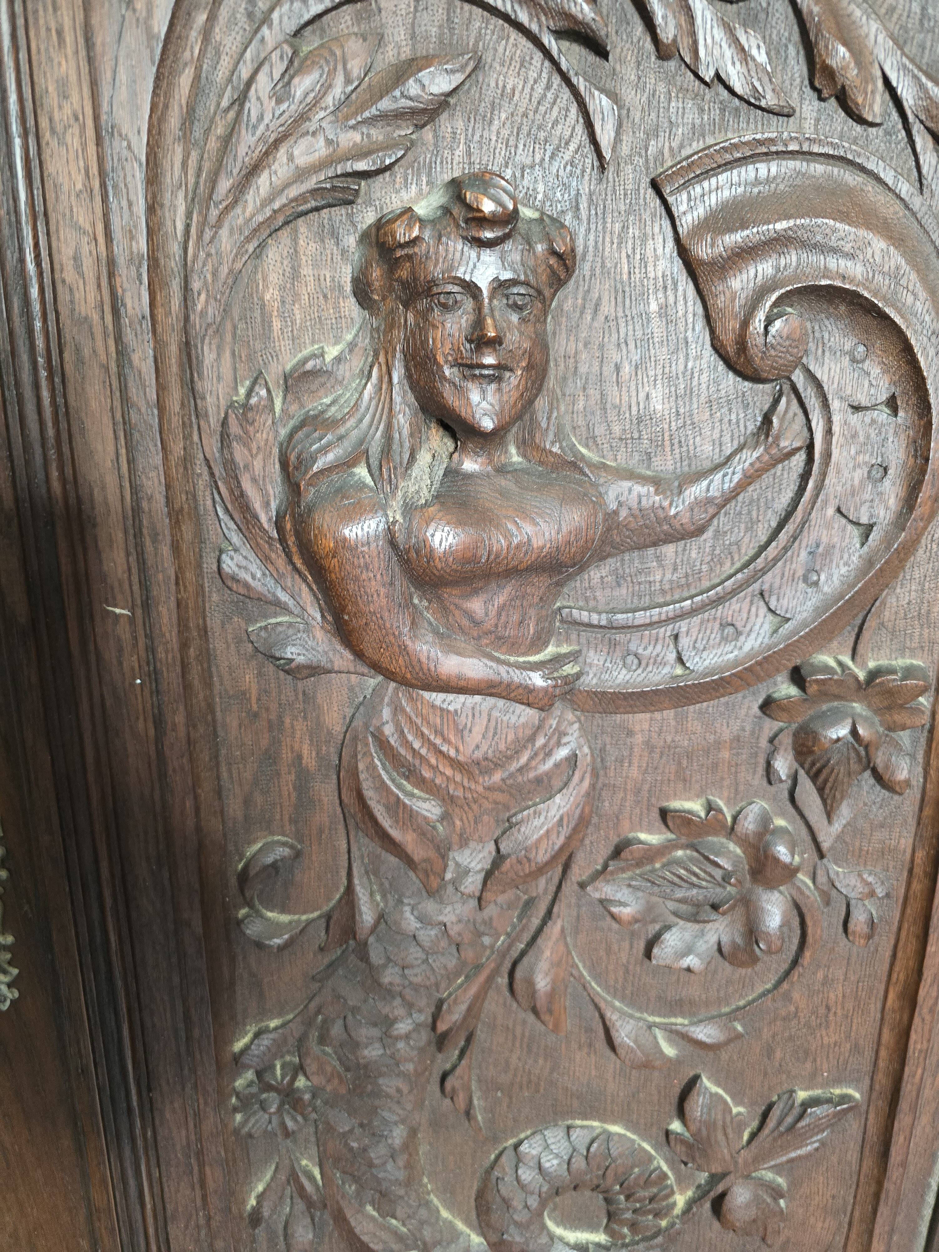 Old carved oak wooden door