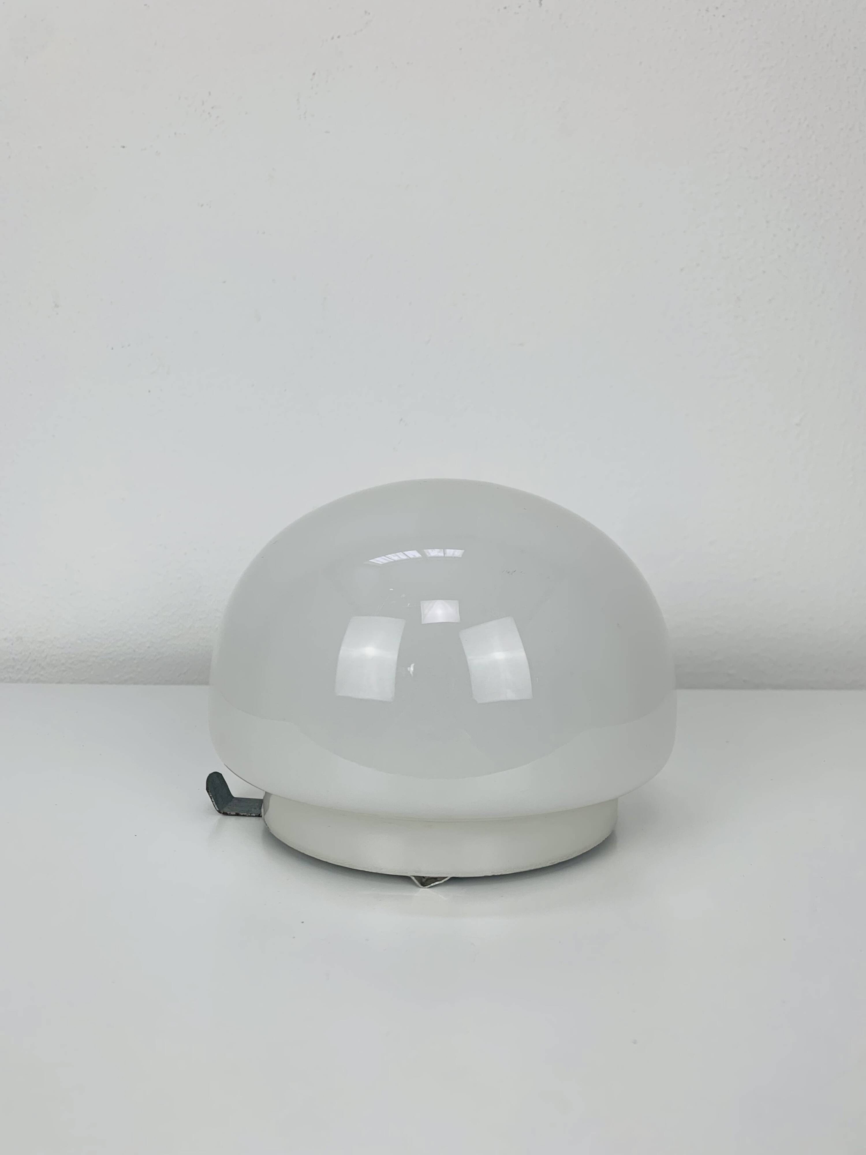 Vintage white opaline ball wall lamp, half sphere