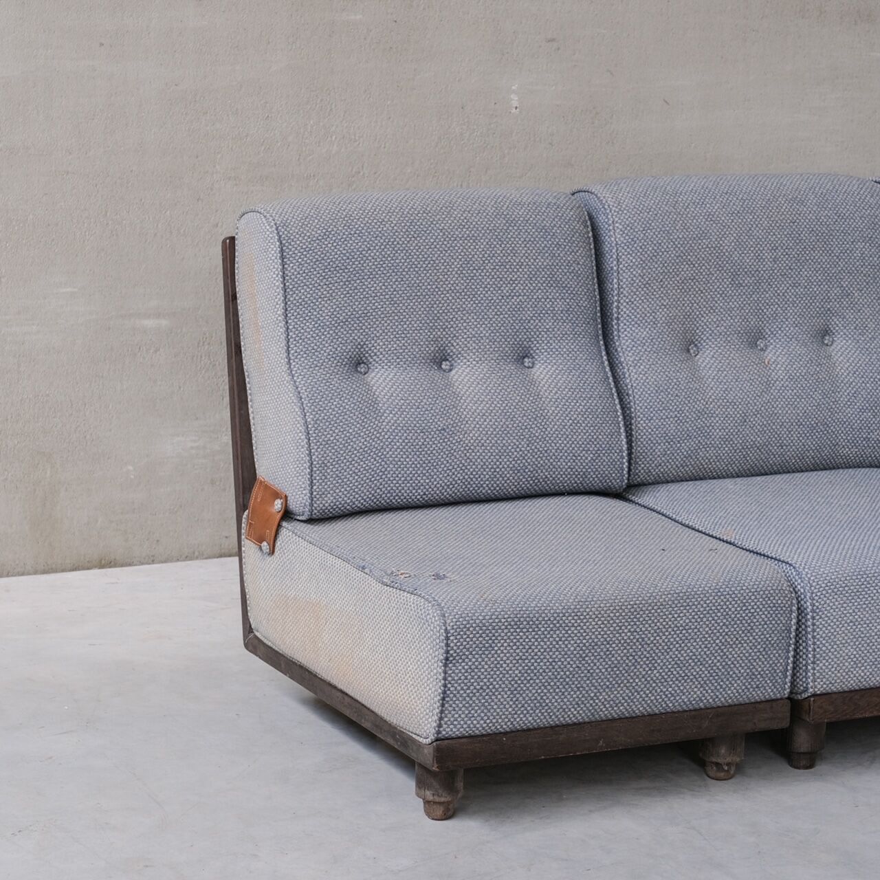 Guillerme et Chambron oak mid-century modular sofa