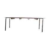 Table de cantine Mullca avec porte serviettes formica rouge, années 60/70
