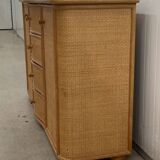 Vintage rattan sideboard with curved drawers, 1970s