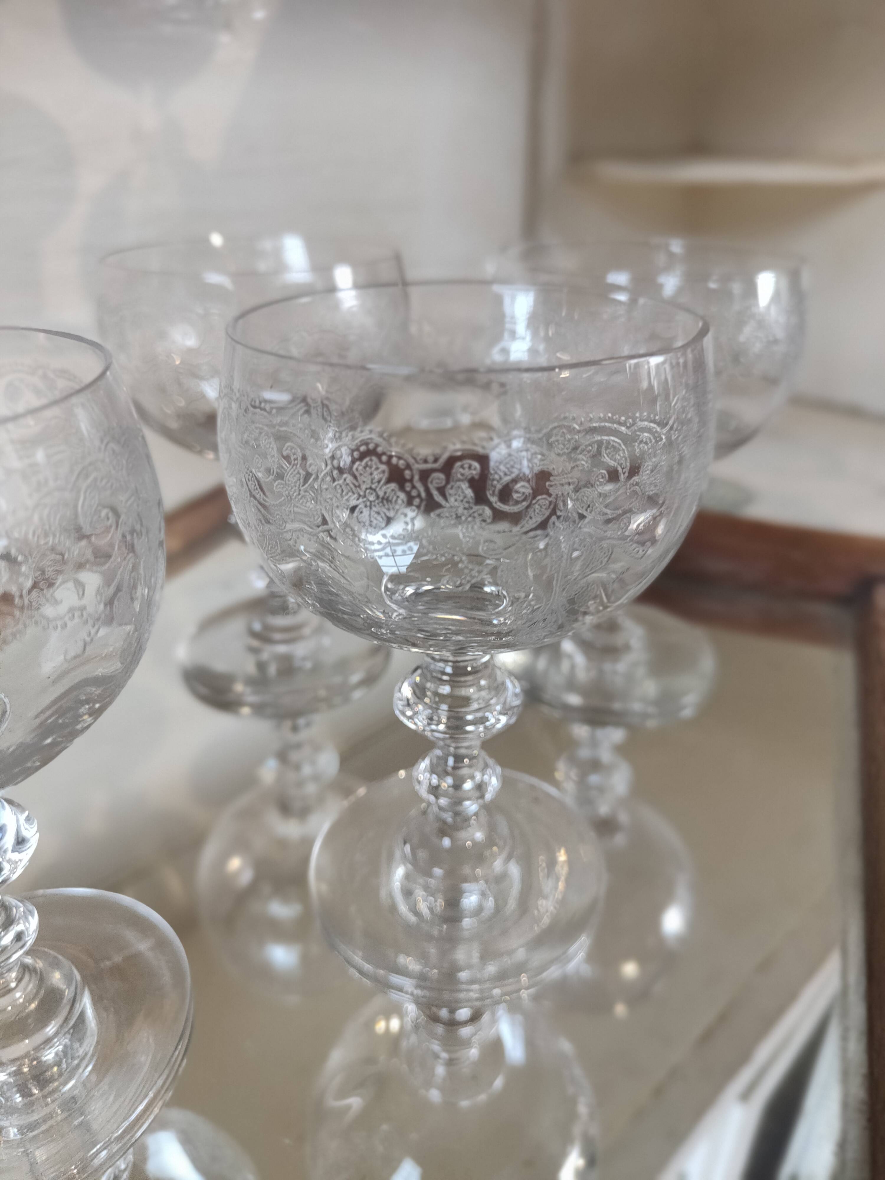 Set of 9 Baccarat Crystal Wine Glasses