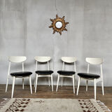 Series of 4 white and black Scandinavian chairs Ingrid from Stella 1960.