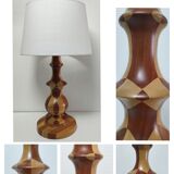 Turned wooden lamp and vintage wood inlay