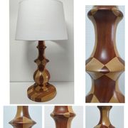 Turned wooden lamp and vintage wood inlay