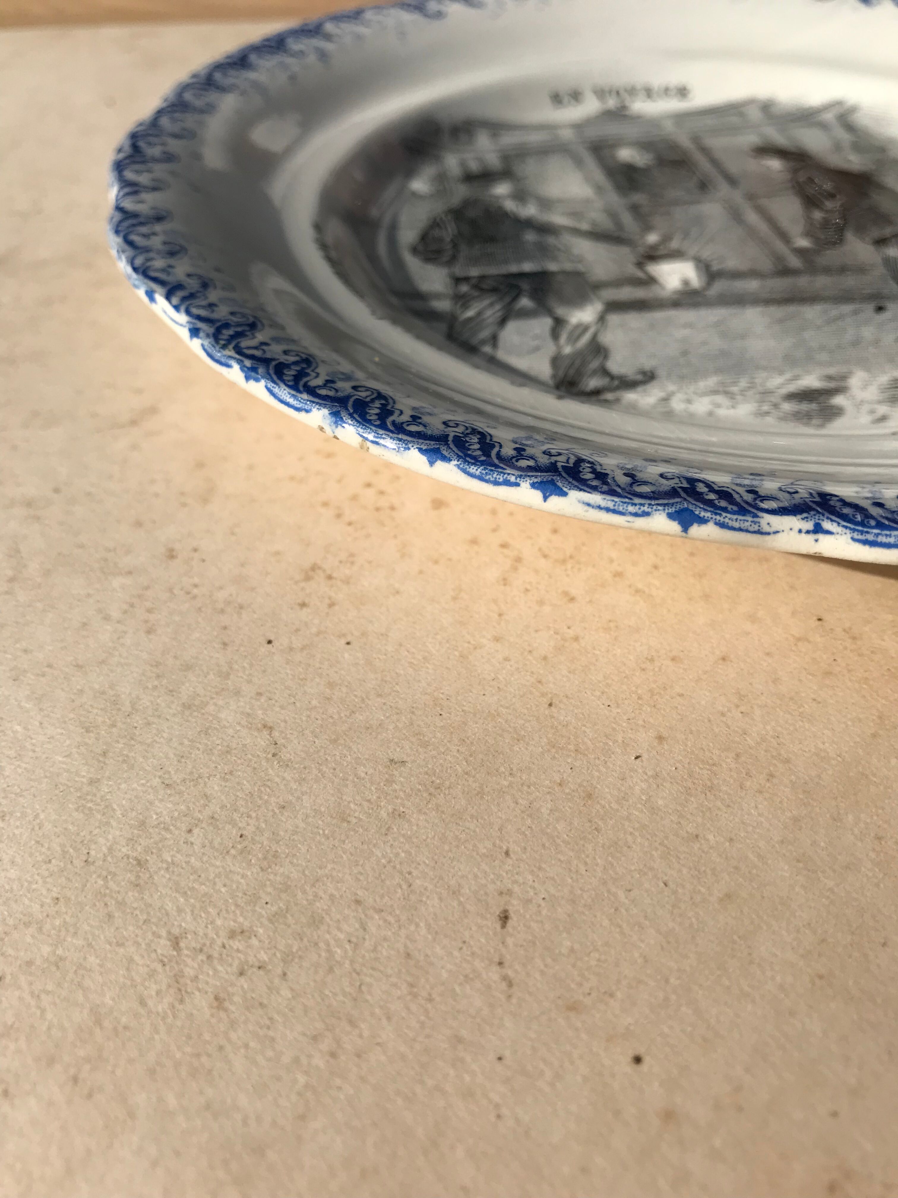 Talking plate "En voyage" n•XII - faience factory Choisy le roi