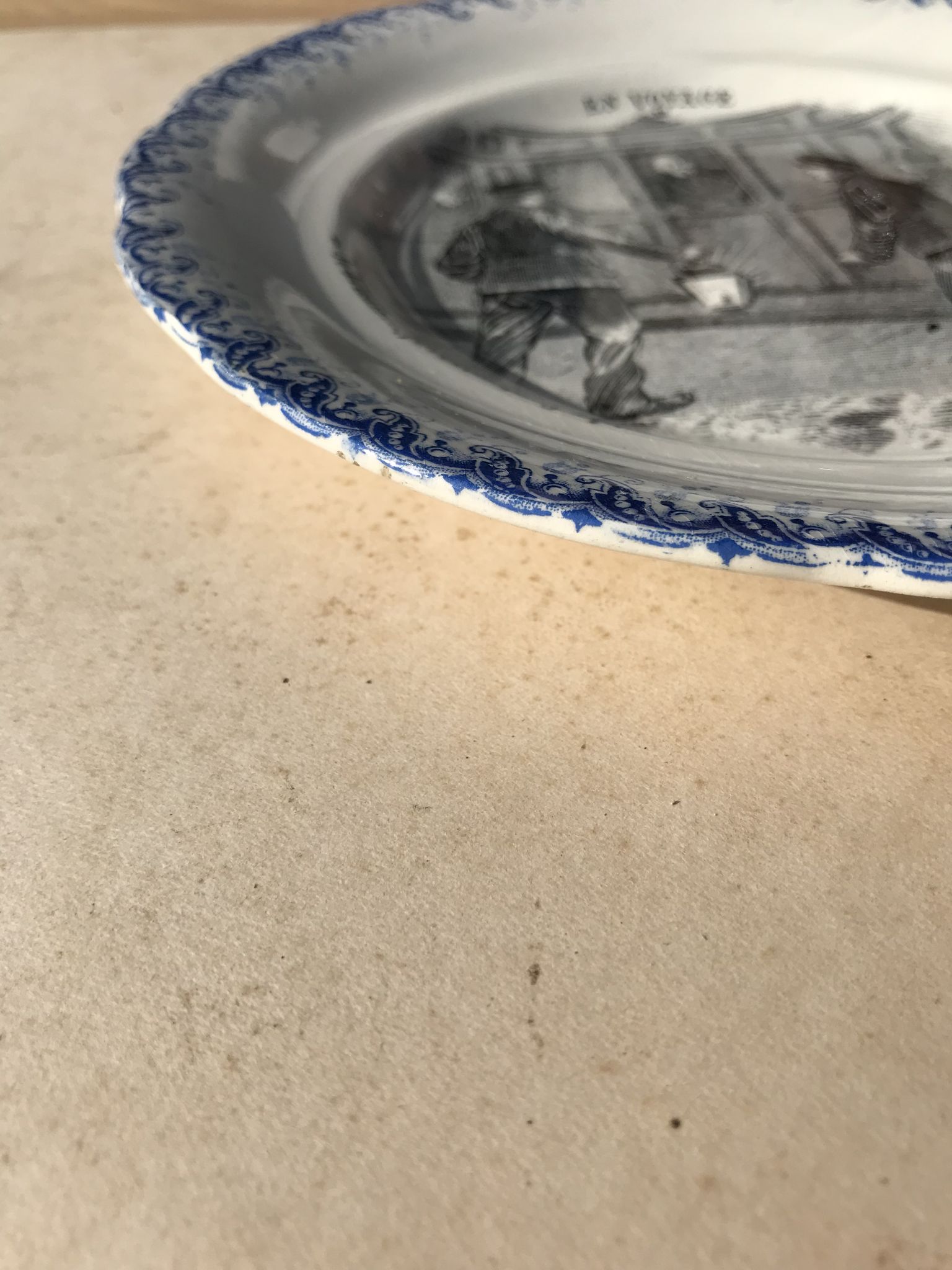 Talking plate "En voyage" n•XII - faience factory Choisy le roi