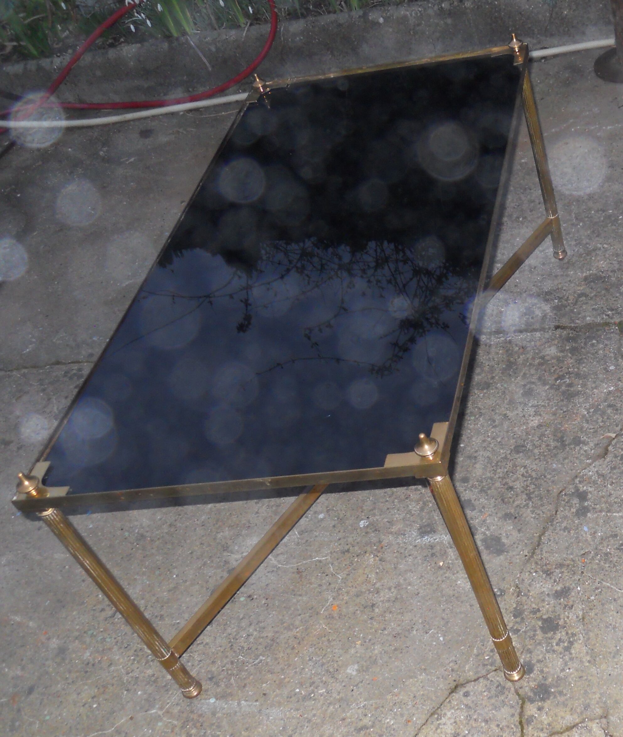 Bronze coffee table and black glass