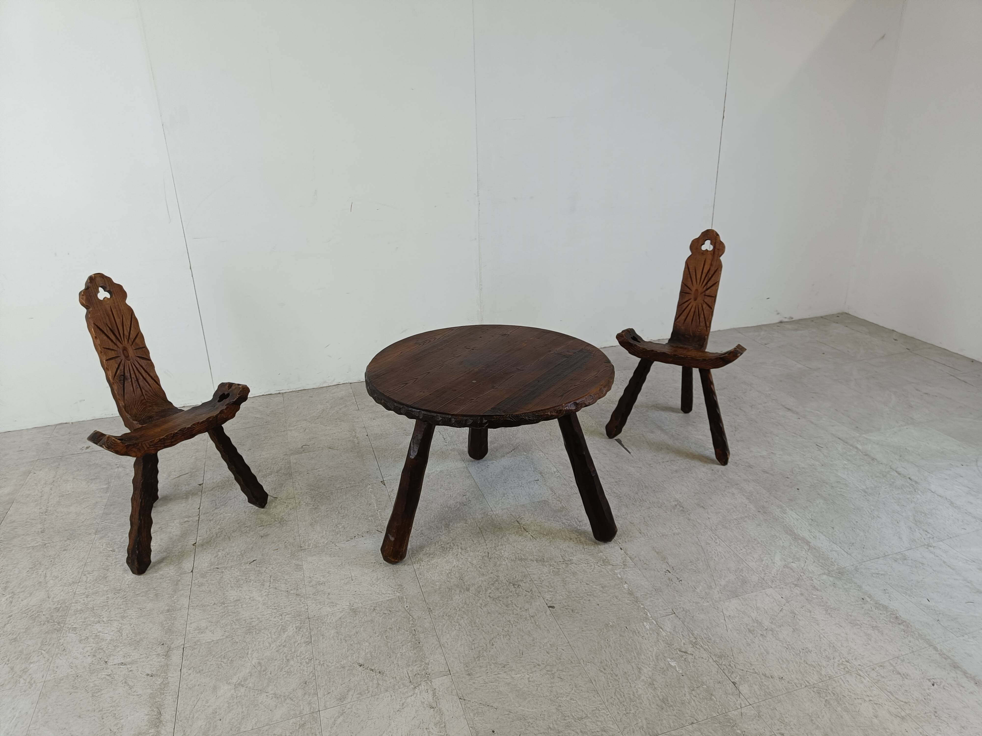 Ensemble de tabourets brutalistes espagnols, 1950