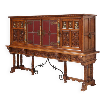 Buffet en bois sculpté de style baroque, Espagne vers 1950