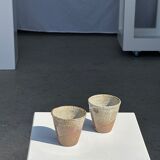 Set of 2 cups in Indonesian ceramic (brown & speckled glazed matte)