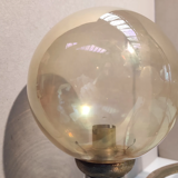 Lustre vintage 6 globes verre fumé et metal chromé années 70