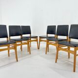 Set of 6 Leatherette & Wood Chairs, Czechoslovakia, 1960's
